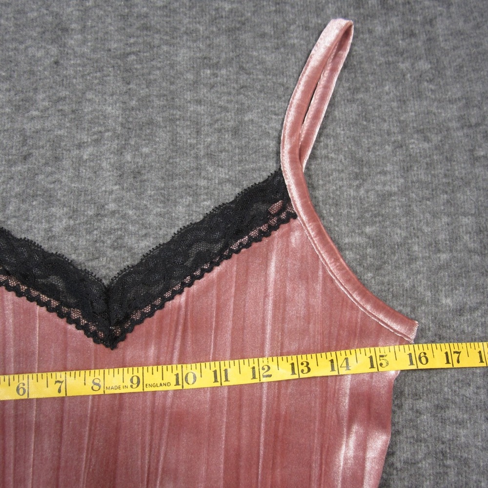 No Boundaries Velvet Lace Trim Tank Top Womens‎ M Pink Black Cami Coquette Y2k - Picture 4 of 7
